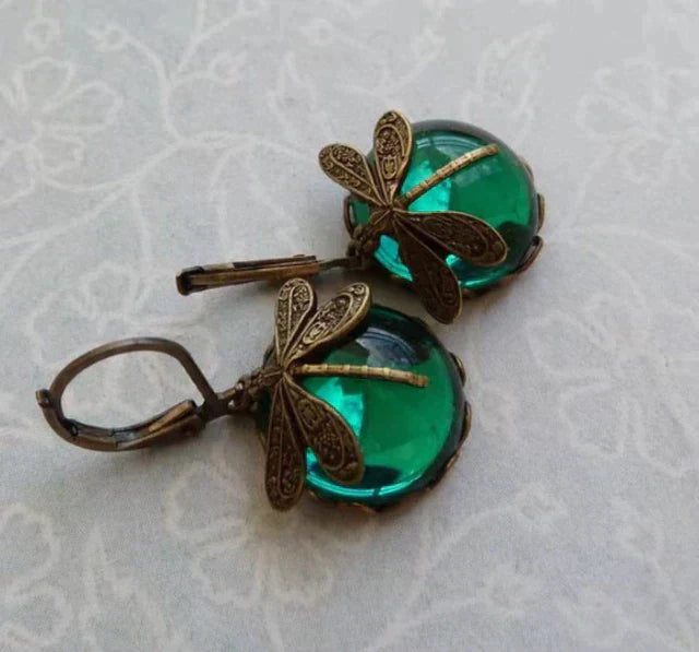 Antique Gold Dragonfly Earrings Maya Henry Jewelry