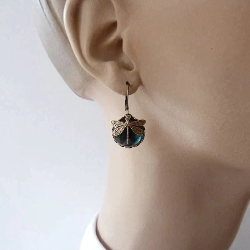 Antique Gold Dragonfly Earrings Maya Henry Jewelry