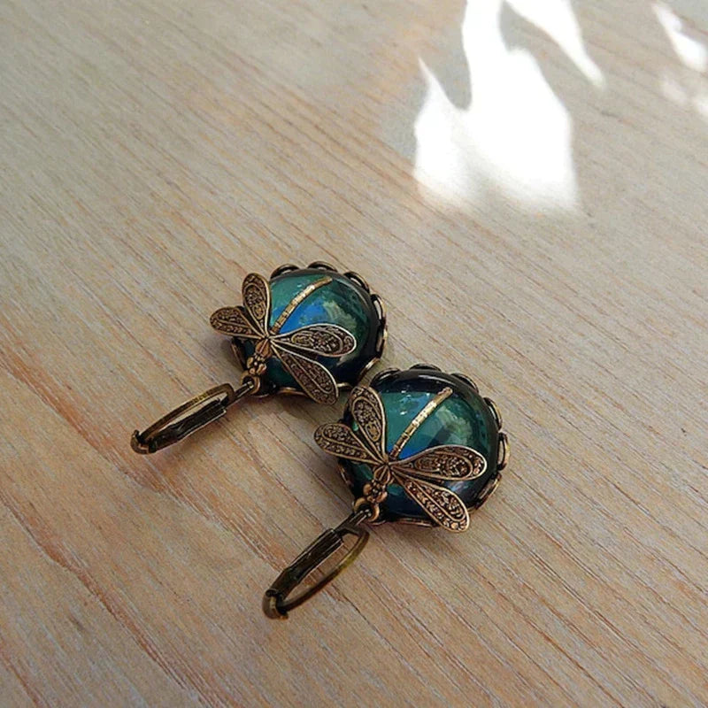 Antique Gold Dragonfly Earrings Maya Henry Jewelry