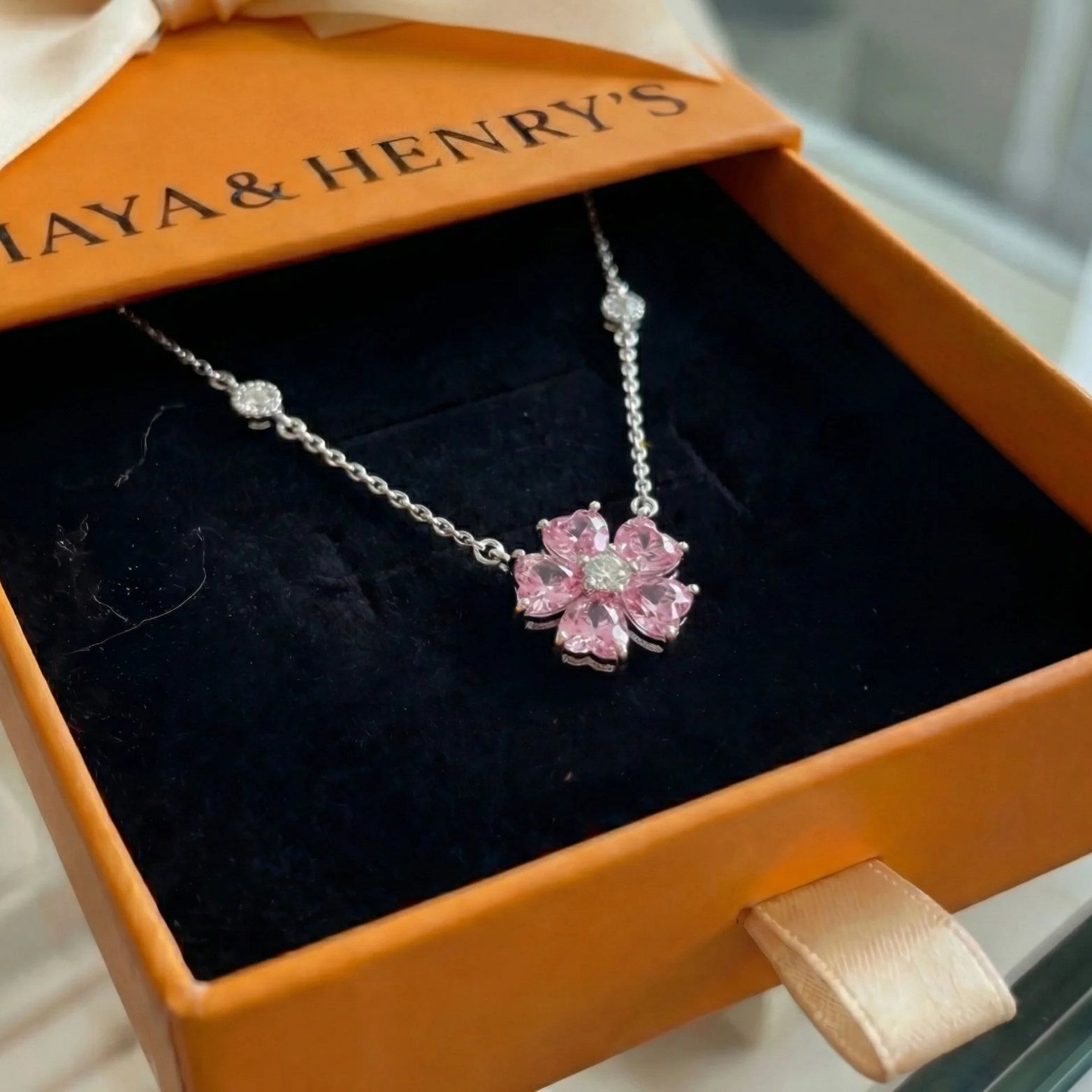 Petalglow Flower Pendant Necklace | White Gold Maya Henry Jewelry