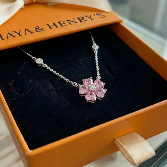 Petalglow Flower Pendant Necklace | White Gold Maya Henry Jewelry