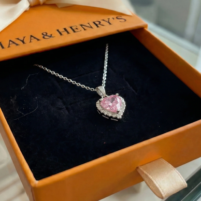Pink Heart Radiance Necklace | White Gold Maya Henry Jewelry