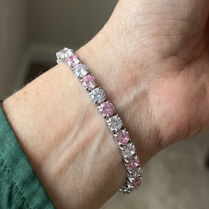 Pink Sapphire Duo Tennis Bracelet | White Gold Maya Henry Jewelry