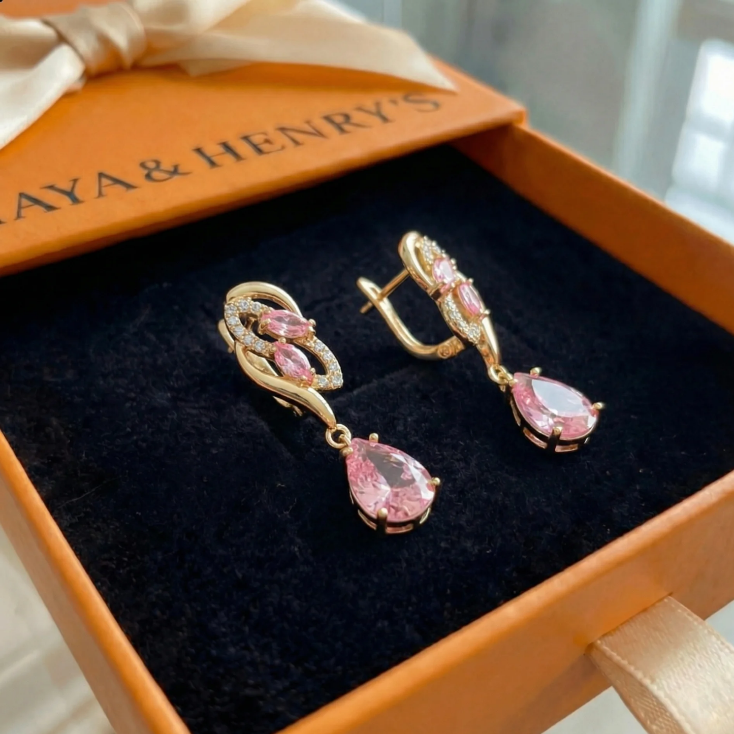 Pink Sapphire Glimmer Drop Earrings | Gold Maya Henry Jewelry