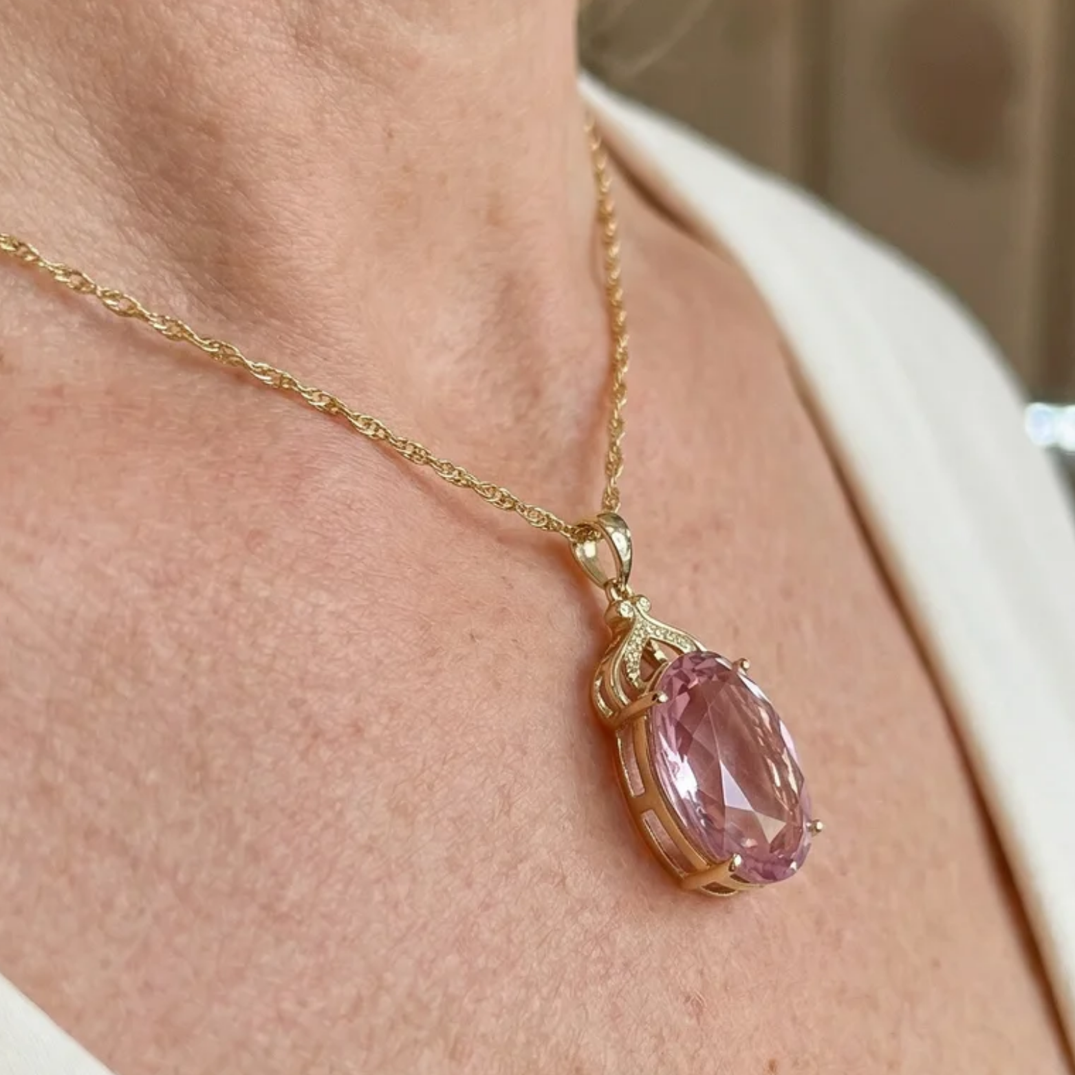 Pink Sapphire Imperial Oval Necklace | Gold Maya Henry Jewelry