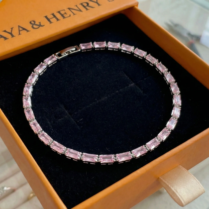 Pink Sapphire Prism Tennis Bracelet | White Gold Maya Henry Jewelry