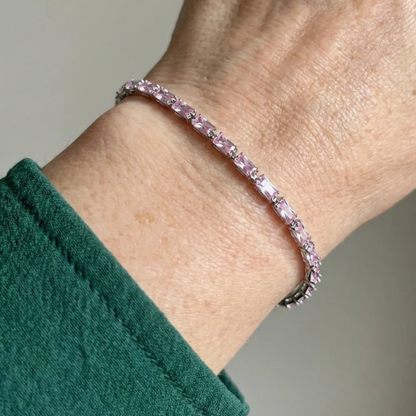 Pink Sapphire Prism Tennis Bracelet | White Gold Maya Henry Jewelry
