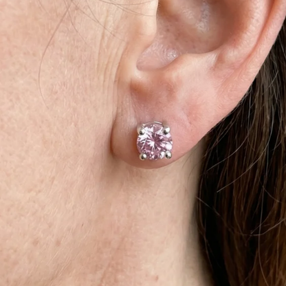 Pink Sapphire Round Studs | White Gold Maya Henry Jewelry