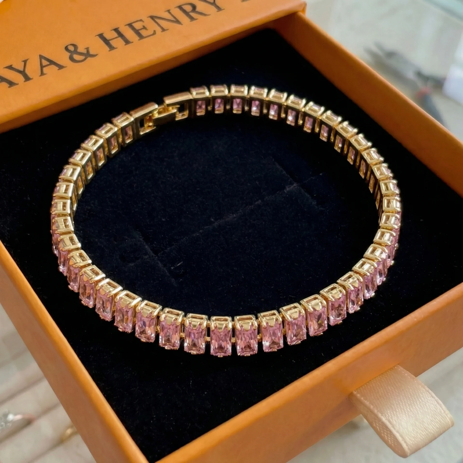 Pink Sapphire Vertéa Tennis Bracelet | Gold Maya Henry Jewelry