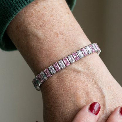 Pink Stripe Tennis Bracelet | White Gold Maya Henry Jewelry