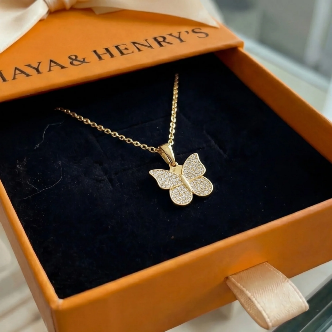 Radiant Butterfly Necklace | Gold Maya Henry Jewelry