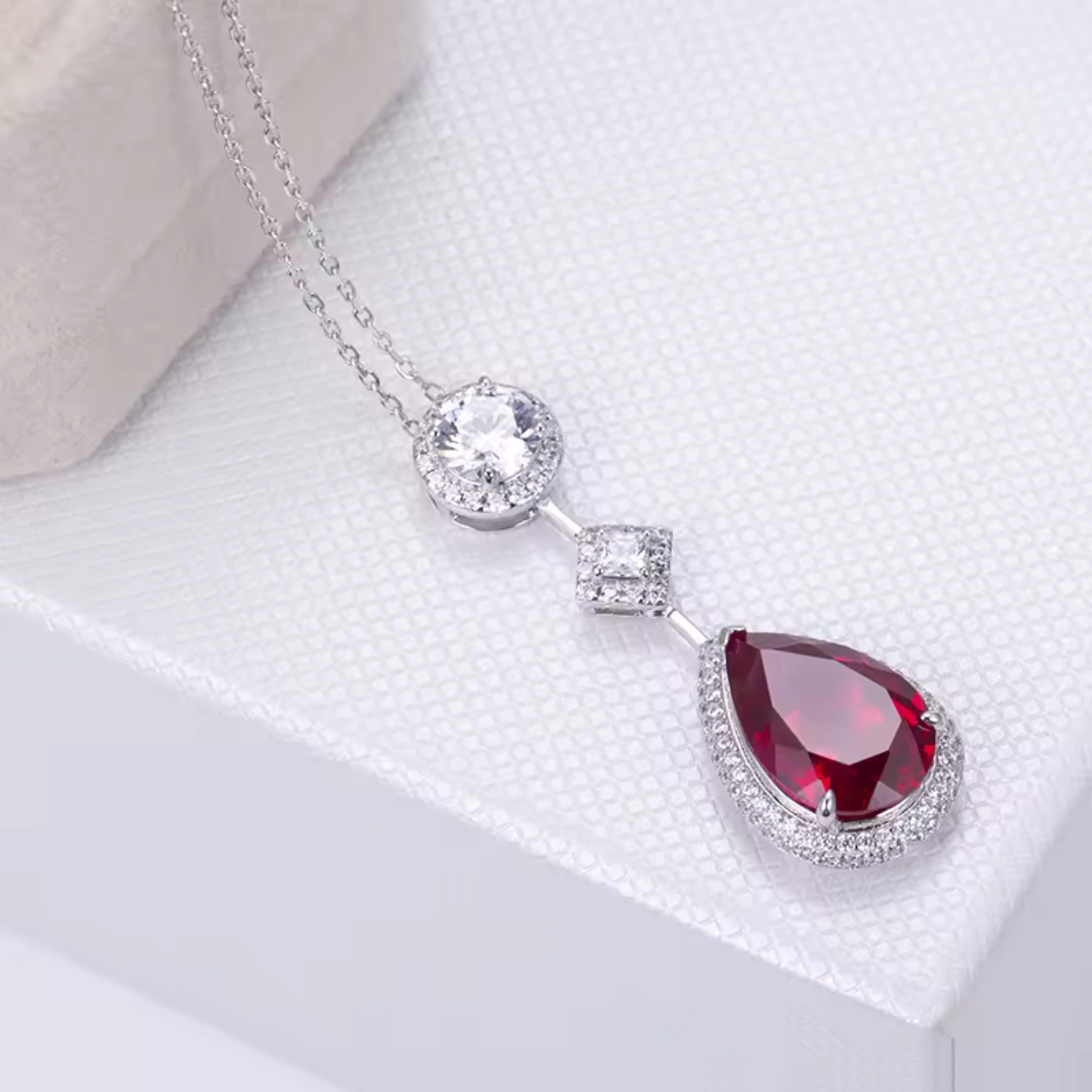 Red Crystal Silver Necklace Maya Henry Jewelry