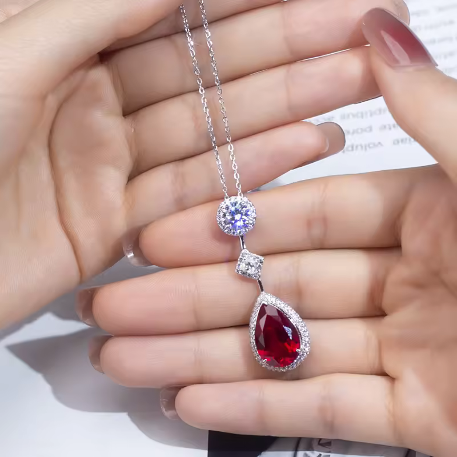 Red Crystal Silver Necklace Maya Henry Jewelry