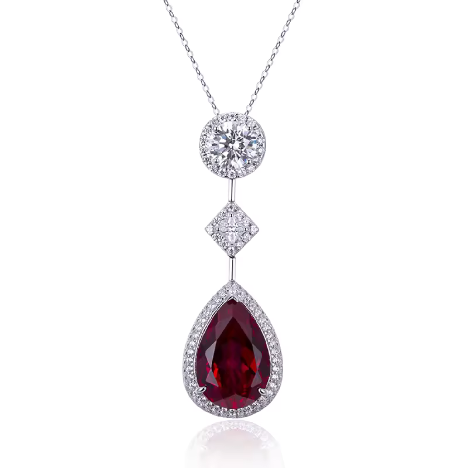 Red Crystal Silver Necklace Maya Henry Jewelry