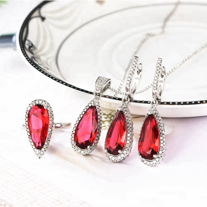 Red Rhinestone Zirconia Jewelry Set Maya Henry Jewelry