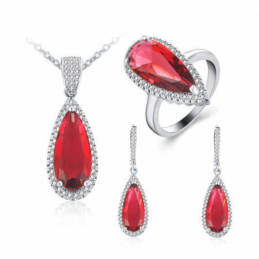 Red Rhinestone Zirconia Jewelry Set Maya Henry Jewelry