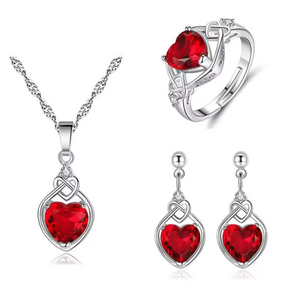 Red Zircon Heart Jewelry Set Maya Henry Jewelry