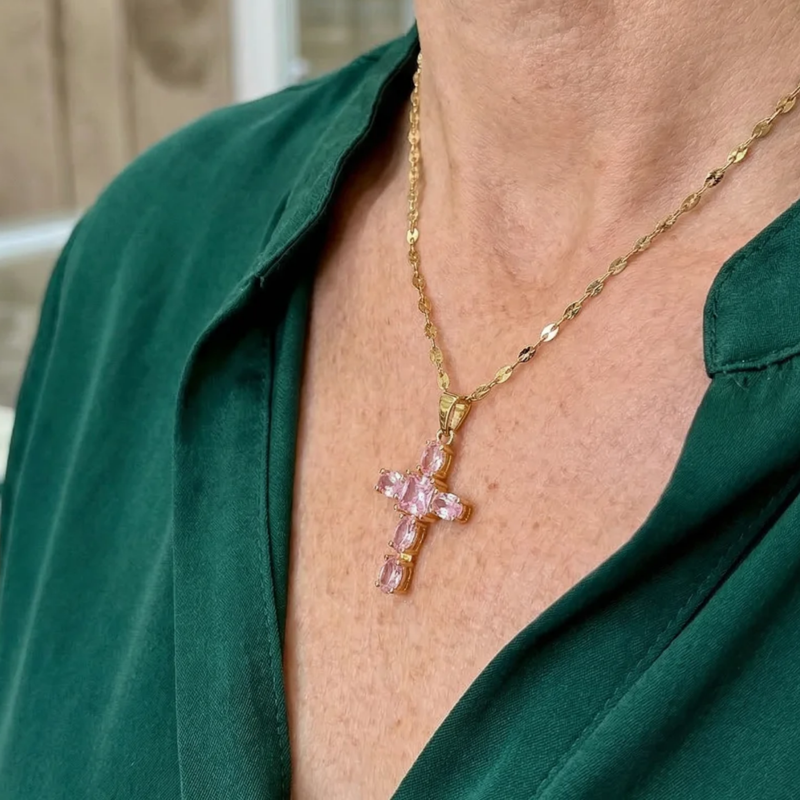 Rose Faith Cross Necklace | Gold Maya Henry Jewelry