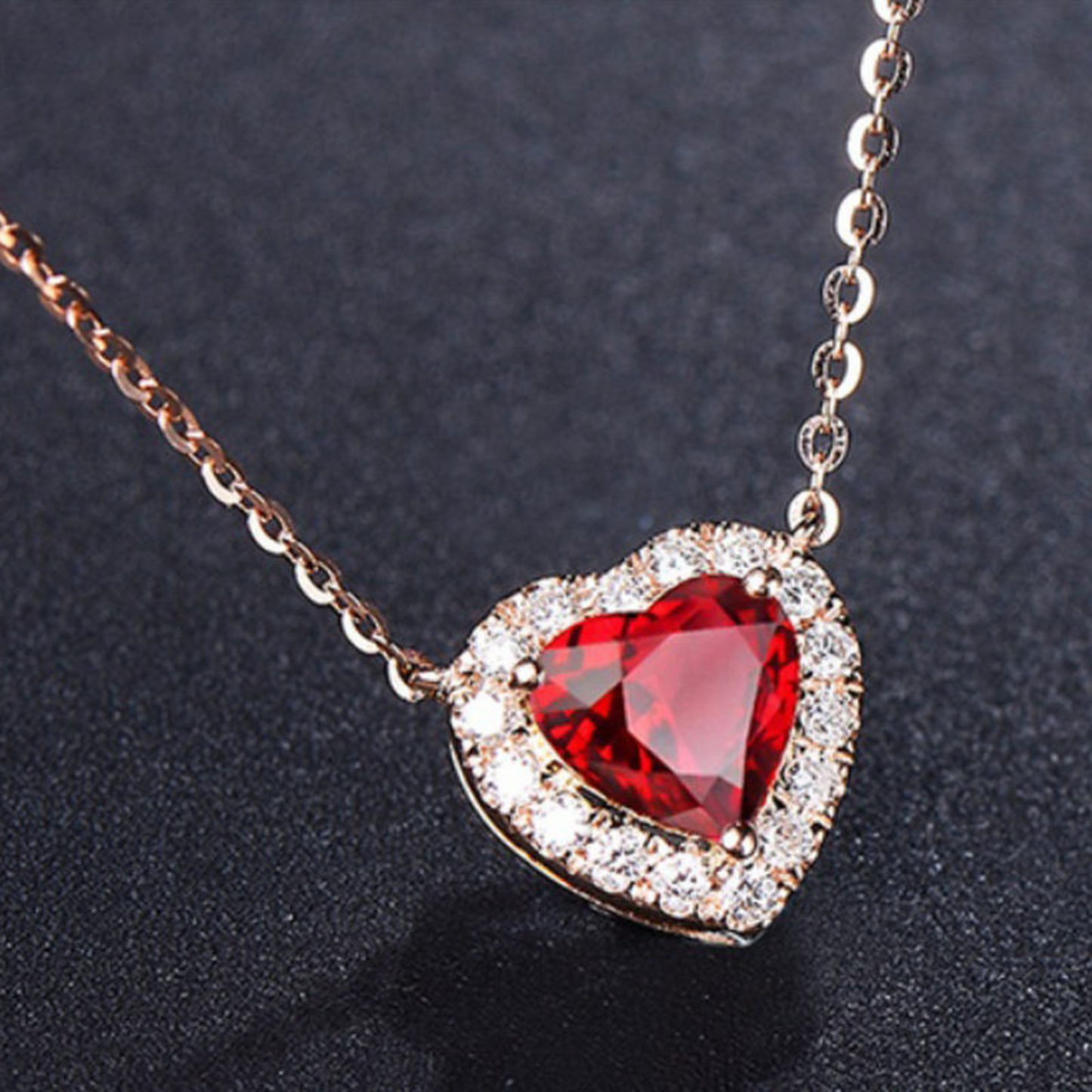 Rose Gold Ruby Heart Pendant Necklace Maya Henry Jewelry