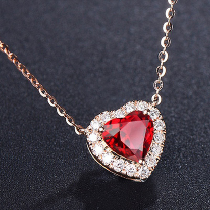 Rose Gold Ruby Heart Pendant Necklace Maya Henry Jewelry