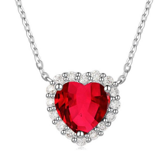 Rose Gold Ruby Heart Pendant Necklace Maya Henry Jewelry