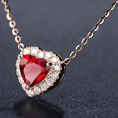 Rose Gold Ruby Heart Pendant Necklace Maya Henry Jewelry