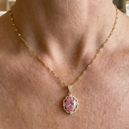 Rose Oval Crown Halo Necklace | Gold Maya Henry Jewelry