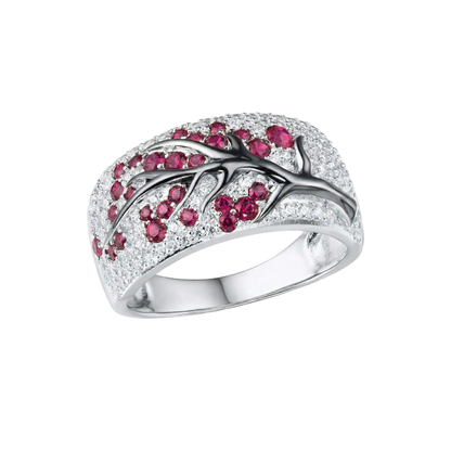 Ruby Blossom Tree Ring | White Gold Maya Henry Jewelry