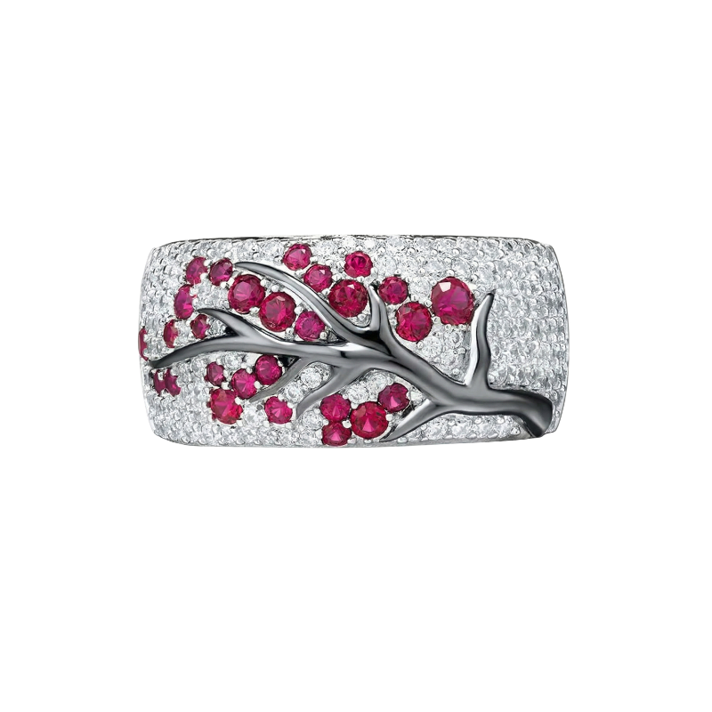Ruby Blossom Tree Ring | White Gold Maya Henry Jewelry