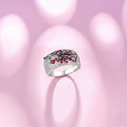 Ruby Blossom Tree Ring | White Gold Maya Henry Jewelry