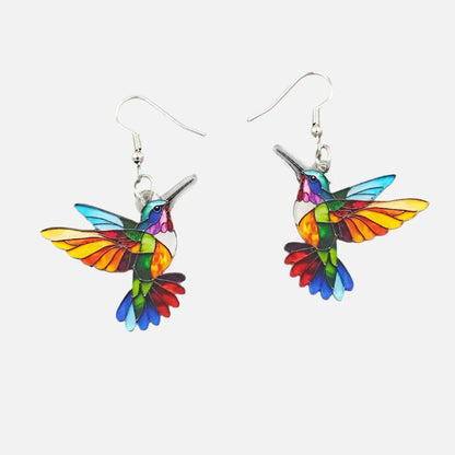 Acrylic Hummingbird Dangle Earrings – Bright 2D Bird Design Maya Henry Jewelry