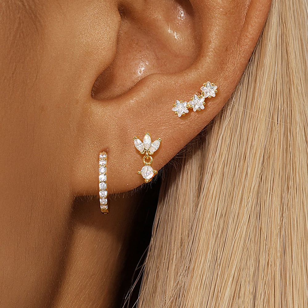 Trio Mila Essentials One-Sided Earrings Set | Gold Maya Henry Jewelry