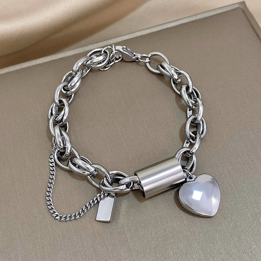 Heartened Chunky Bracelet | White Gold Maya Henry Jewelry