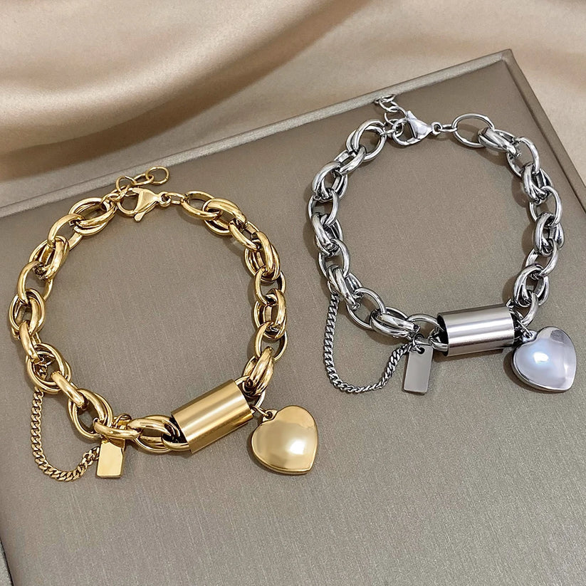 Heartened Chunky Bracelet | White Gold Maya Henry Jewelry