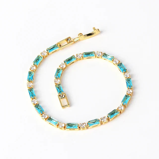 Natural Turquoise Stone Bracelet | Gold Maya Henry Jewelry