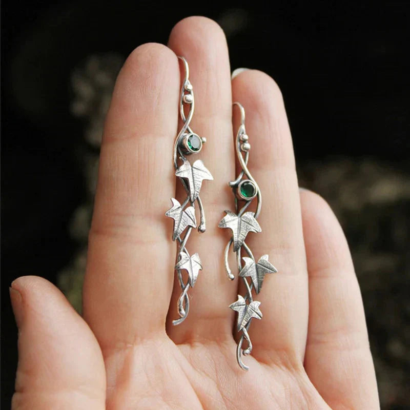 Antique Leaf Elf Earrings | White Gold Maya Henry Jewelry