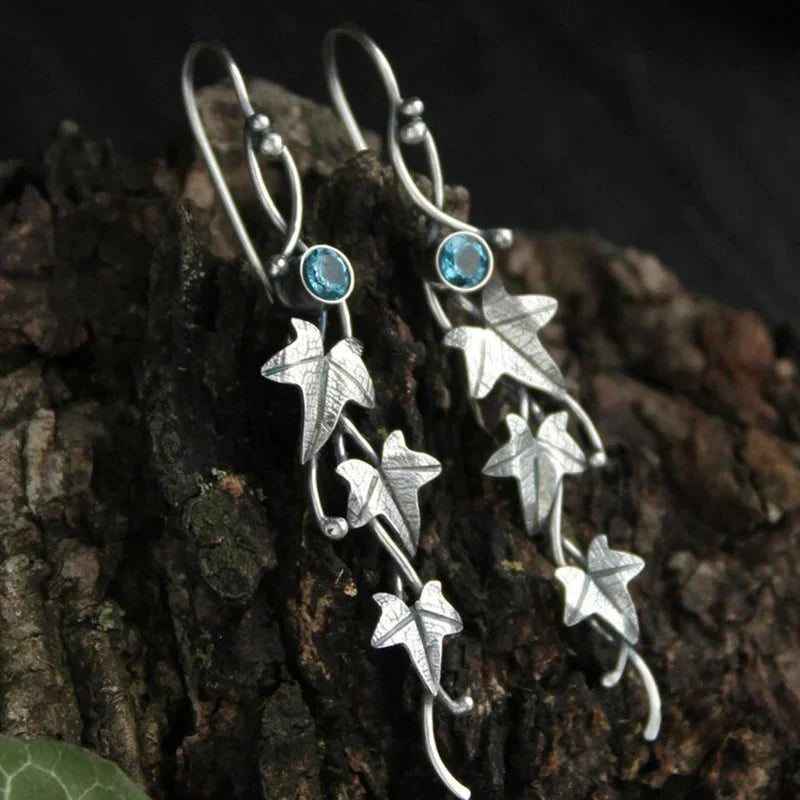 Antique Leaf Elf Earrings | White Gold Maya Henry Jewelry