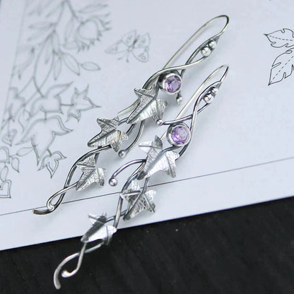 Antique Leaf Elf Earrings | White Gold Maya Henry Jewelry