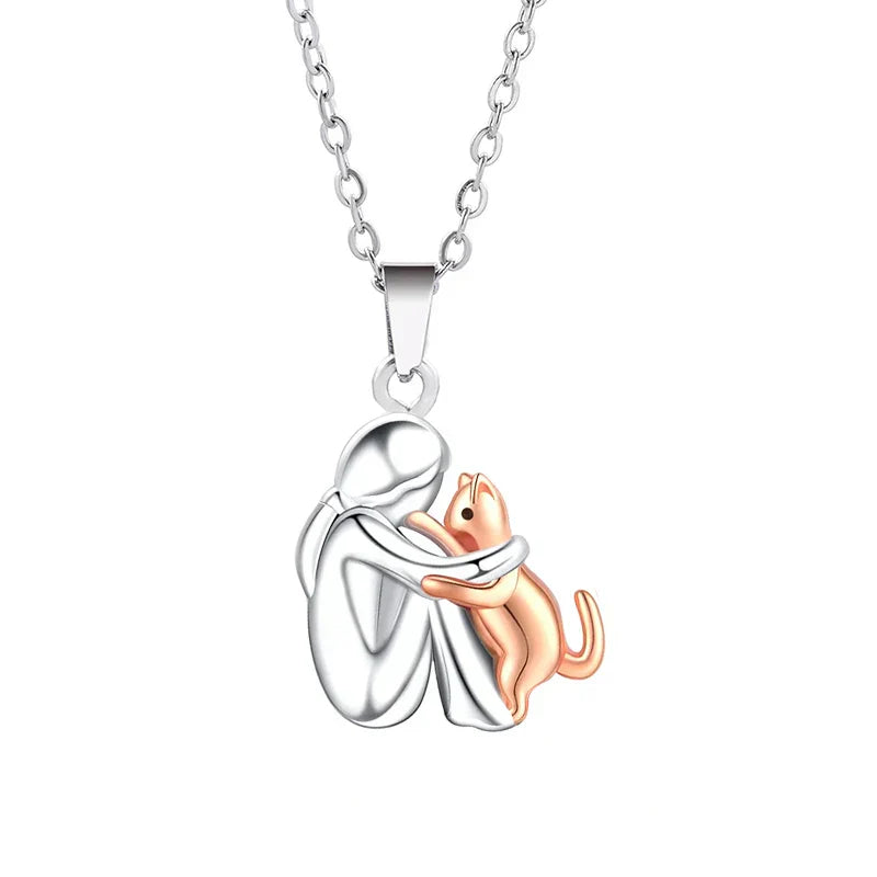 Cat Hug Pendant Necklace Maya Henry Jewelry