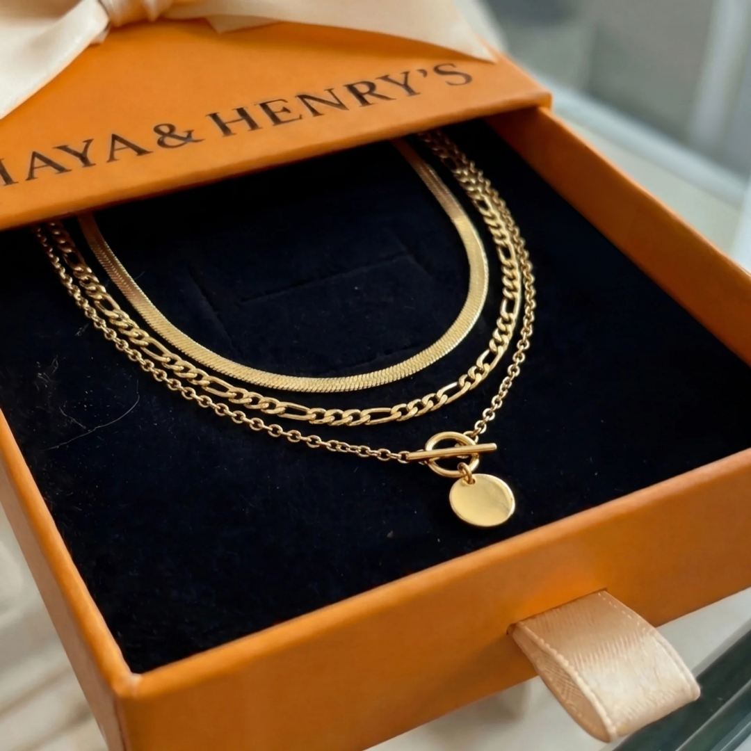 Savira Textured Coin Layered Necklace | Gold Maya Henry Jewelry