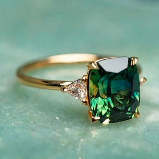 Luck - Green Zirconia Ring in Gold Maya Henry Jewelry