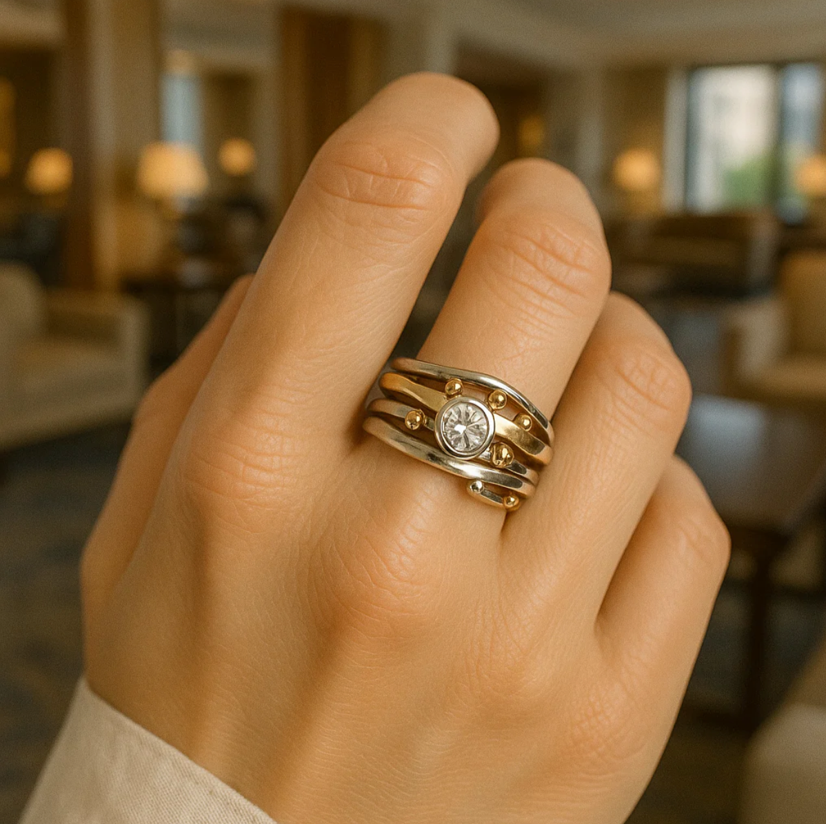 Royal - Vintage Gold Inlaid Zirconia Ring Maya Henry Jewelry