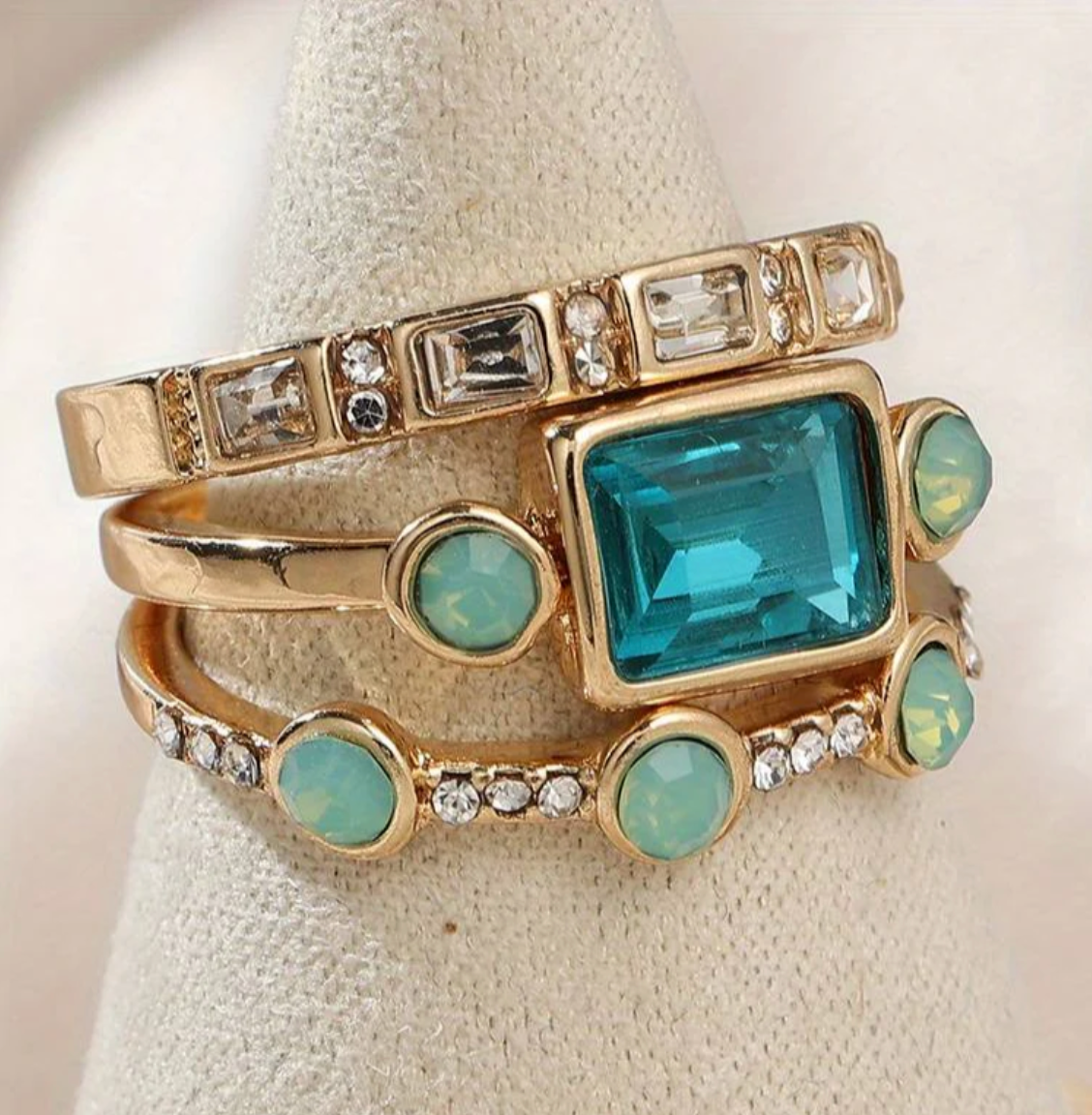 Ocean - Vintage Crystal Ring Set Maya Henry Jewelry