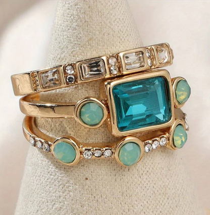 Ocean - Vintage Crystal Ring Set Maya Henry Jewelry