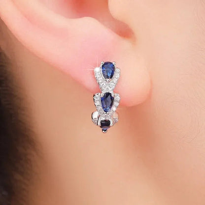 Royal Sapphire Crest Earrings | White Gold Maya Henry Jewelry
