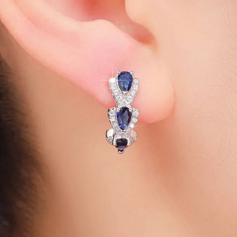 Royal Sapphire Crest Earrings | White Gold Maya Henry Jewelry