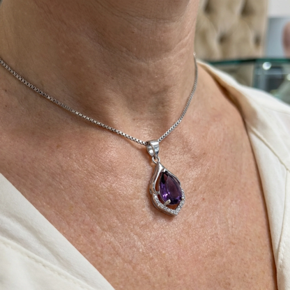 Selvara Crescent Drop Necklace | White Gold Maya Henry Jewelry