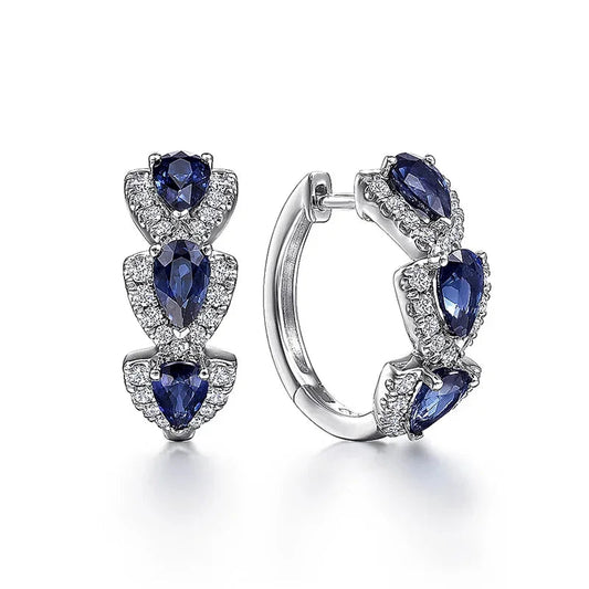 Royal Sapphire Crest Earrings | White Gold Maya Henry Jewelry