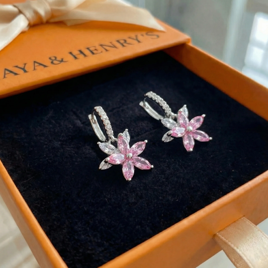 Thalia Pink Petalburst Earrings | White Gold Maya Henry Jewelry