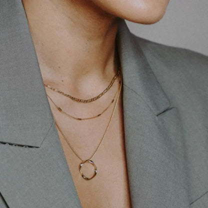 Open Circle Three Row Necklace | Gold Maya Henry Jewelry
